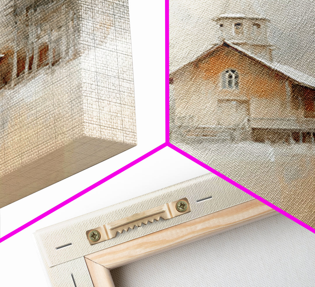 Church In Stillness - Framed Canvas Print - Christian Art Print - Christmas Canvas Wall Art - Christian Art Work - Christian Decor
