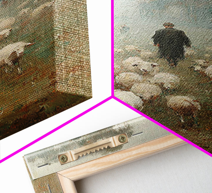 Misty Pasture Walk, Framed Canvas Print, Christian Wall Art, Christian Art Canvas, Jesus Painting, Christian Gift