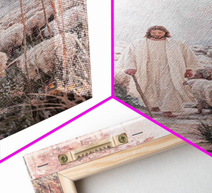 Morning Flock Peace – Framed Canvas Print – Christian Wall Art – Christian Art Canvas – Pastoral Scenery – Christian Decor