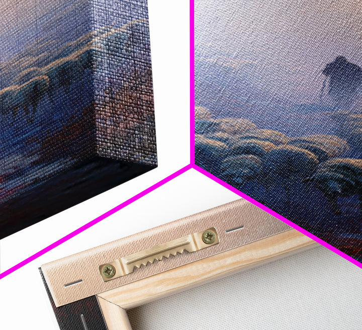 Shepherd’s Dawn Path | Framed Canvas Print | Christian Art Canvas | Christian Wall Art | Pastoral Scenery | Moody Christian Art