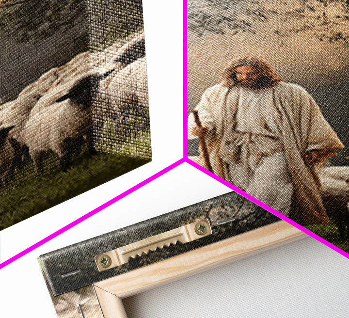 Pastoral Grace – Framed Canvas Print – Jesus Art Print – Christian Wall Art – Christian Art Canvas – Large Jesus Painting – Christian Decor