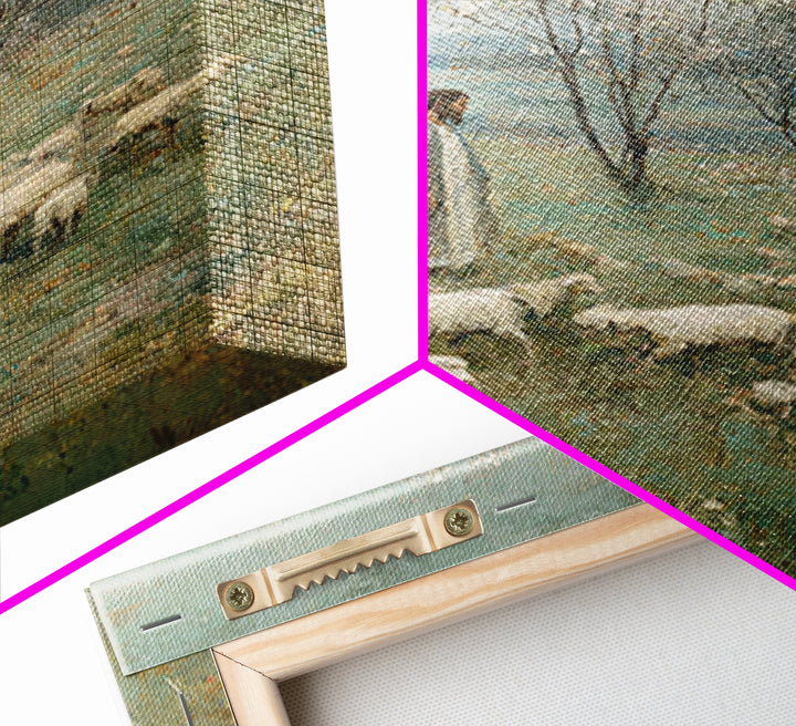Pasture Of Peace | Framed Canvas Print | Christian Art Canvas | Jesus Painting | Christian Wall Art | Vintage Christian Art