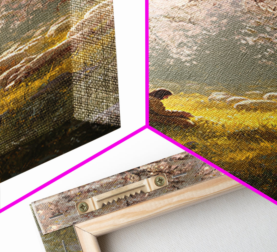 Golden Meadow Light | Framed Canvas Print | Christian Wall Art | Christian Art Canvas | Jesus Painting | Christian Home Decor