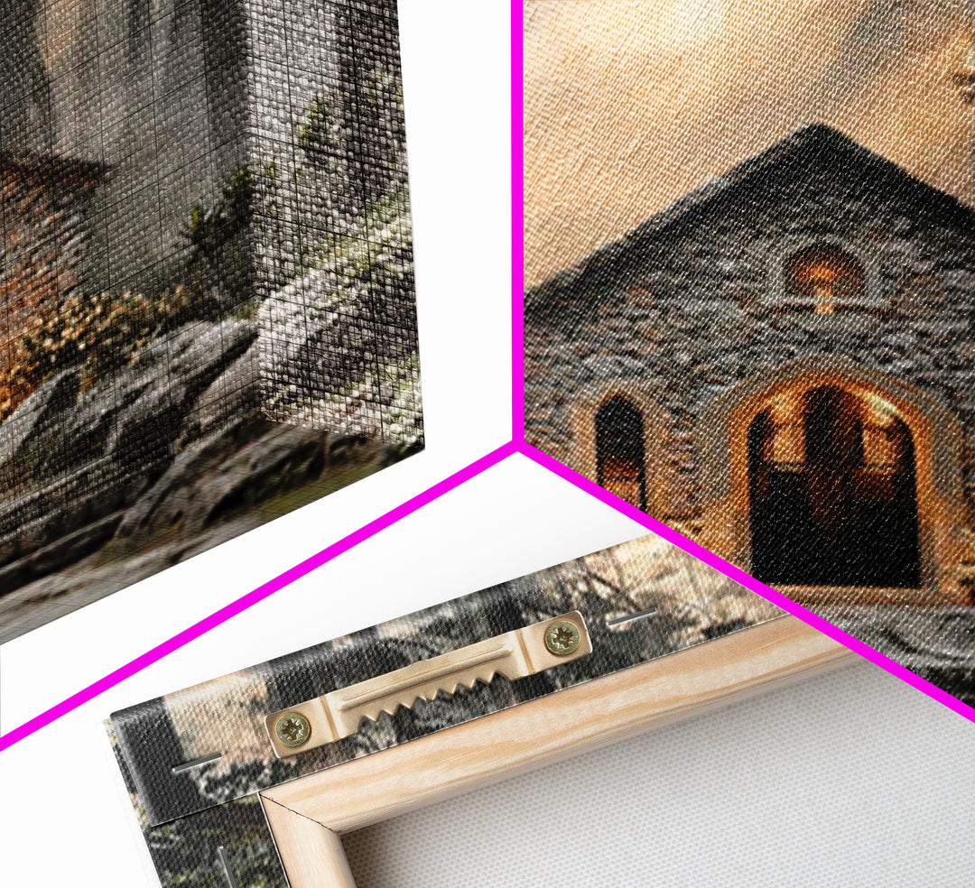 Stone Chapel Light – Framed Canvas Print – Christian Wall Art – Christian Art Canvas – Christian Decor – Moody Christian Art