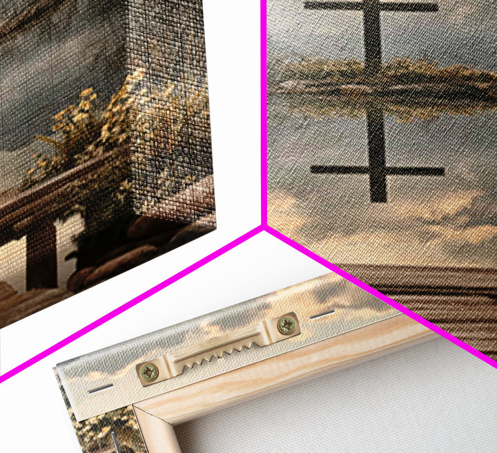 Mountain Dawn Cross – Framed Canvas Print – Christian Wall Art – Christian Art Canvas – Christian Christmas Art – Subtle Christian Art – Ch