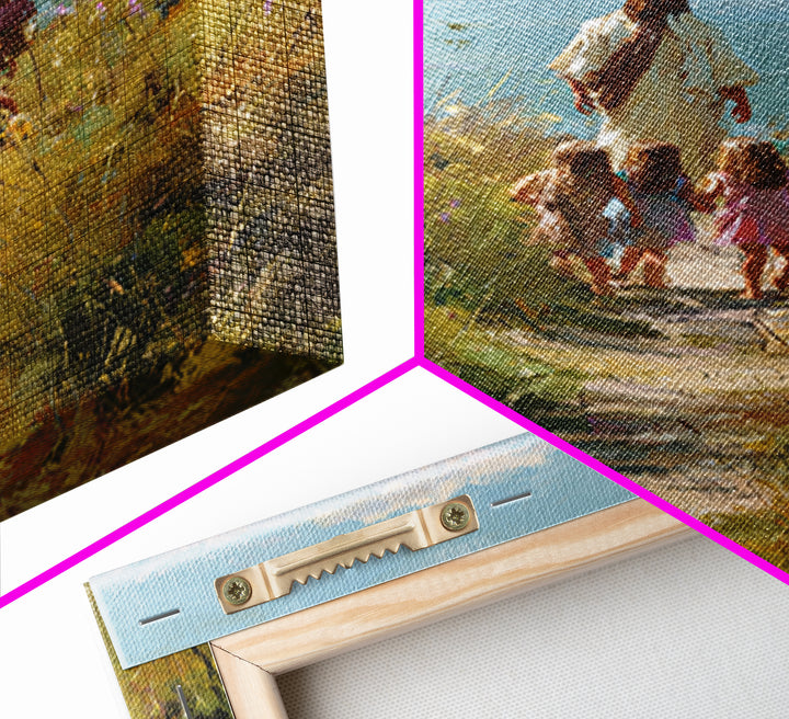 Quiet Meadow Walk – Framed Canvas Print – Christian Art Canvas – Jesus Painting – Christian Wall Art – Christian Christmas Art – Christian