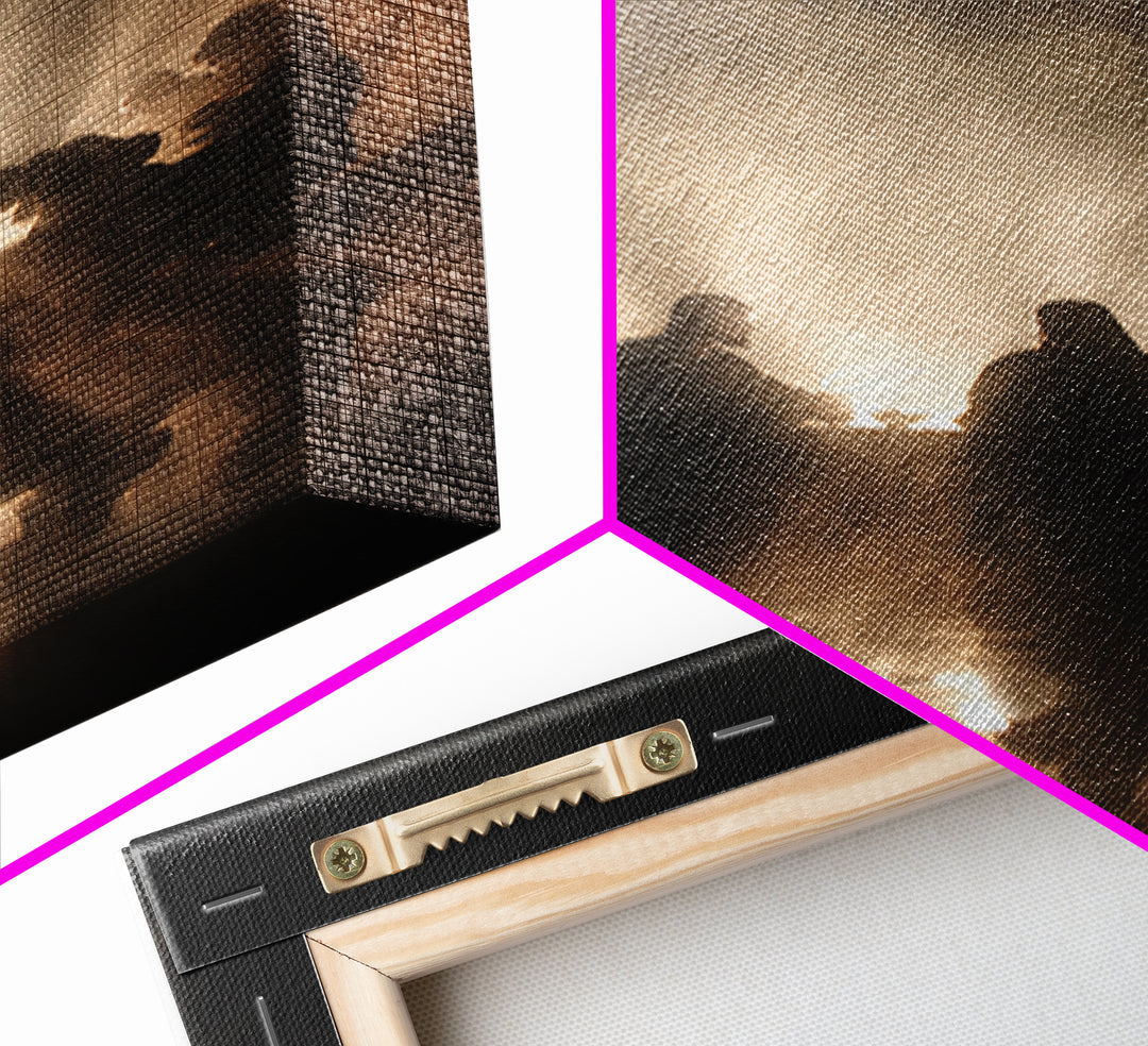 Glory At The Table | Framed Canvas Print | Christian Wall Art | Jesus Painting | Christian Art Canvas | Moody Christian Art | Unique Christ