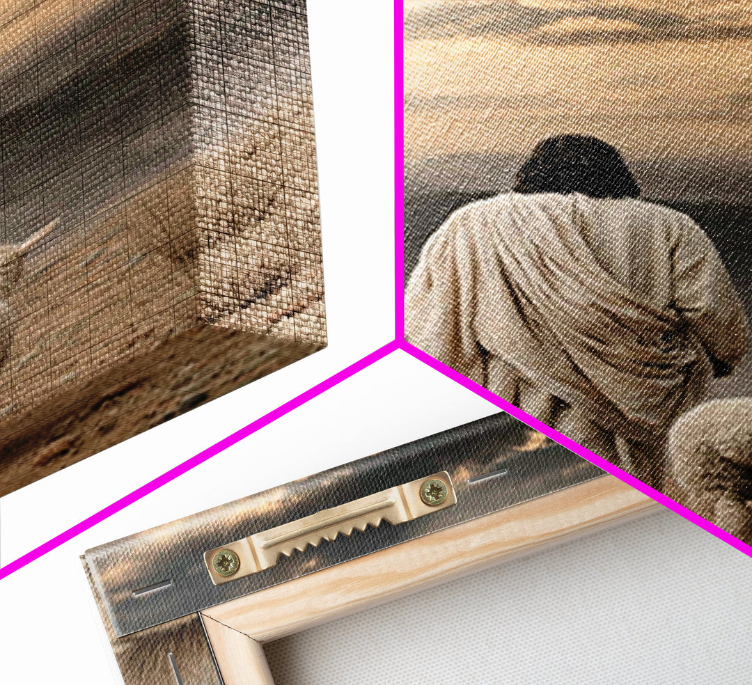 Desert Shepherd Light | Framed Canvas Print | Christian Wall Art | Christian Art Canvas | Jesus Painting | Christian Gift Ideas | Vintage C