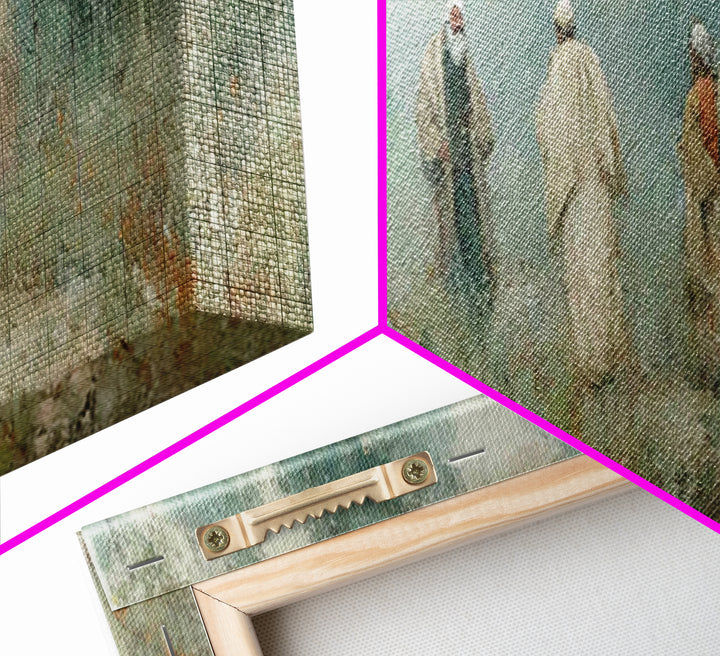 Misty Gathering, Framed Canvas Print, Panoramic Painting, Christian Art Canvas, Christian Wall Art, Jesus Painting, Christian Decor
