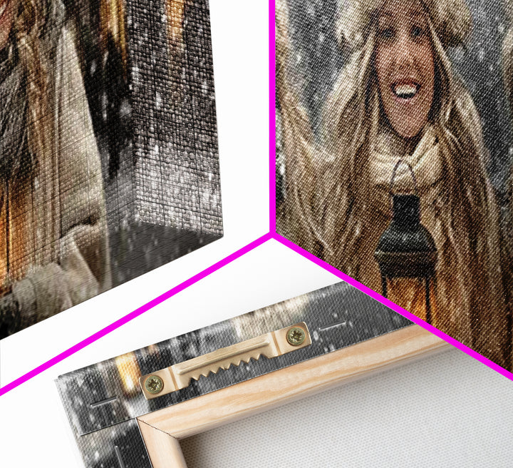 Winter Lantern Joy | Framed Canvas Print | Panoramic Art | Christmas Wall Art | Christian Christmas Art | Christian Decor | Christian Art C