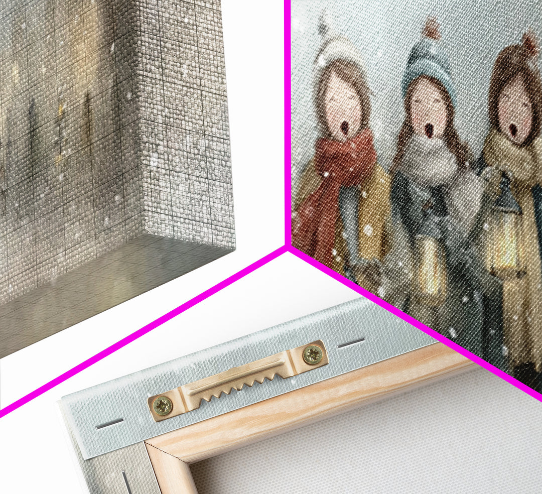 Caroling Sisters – Framed Canvas Print – Panoramic Wall Art – Christmas Wall Art – Christian Christmas Art – Christian Decor – Christian Ar