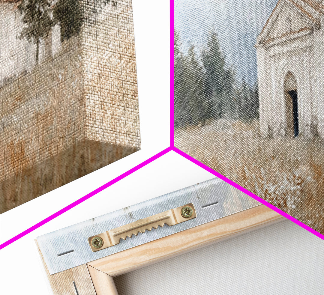 Hillside Parish Light – Framed Canvas Print – Panoramic Painting – Christian Art Canvas – Christian Wall Art – Christian Decor – Christmas