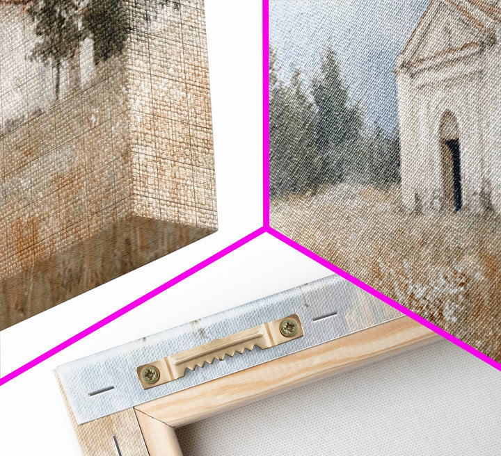 Hillside Parish Light – Framed Canvas Print – Panoramic Painting – Christian Art Canvas – Christian Wall Art – Christian Decor – Christmas