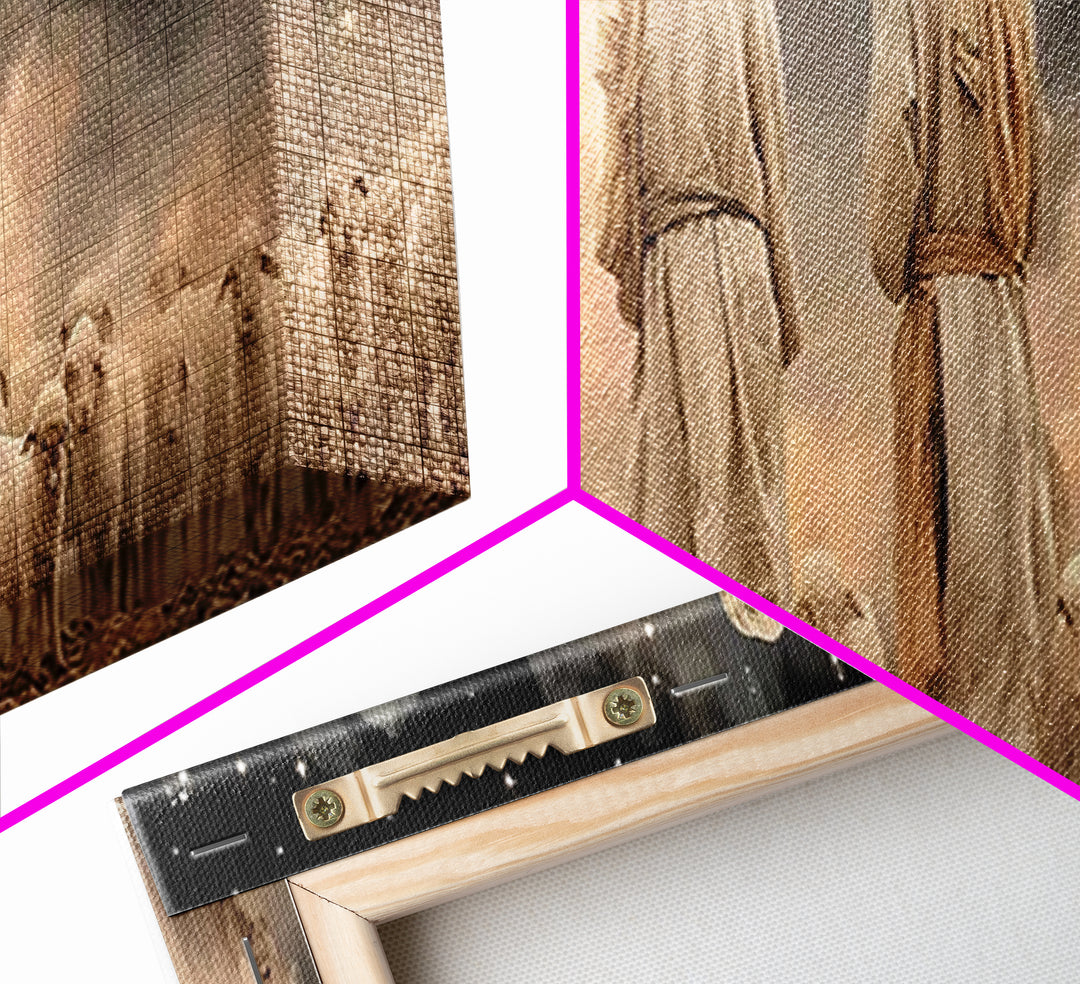 Starry Shepherd Watch – Framed Canvas Print – Panoramic Art – Christian Wall Art – Christian Art Canvas – Christmas Art – Jesus Painting