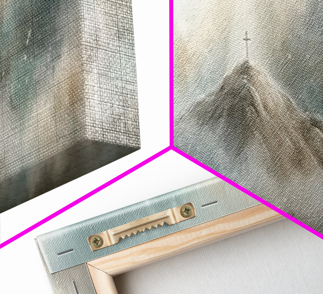Peaceful Crossrise, Framed Canvas Print, Christian Art Print, Panoramic Painting, Christian Wall Art, Subtle Christian Art, Christian Gift