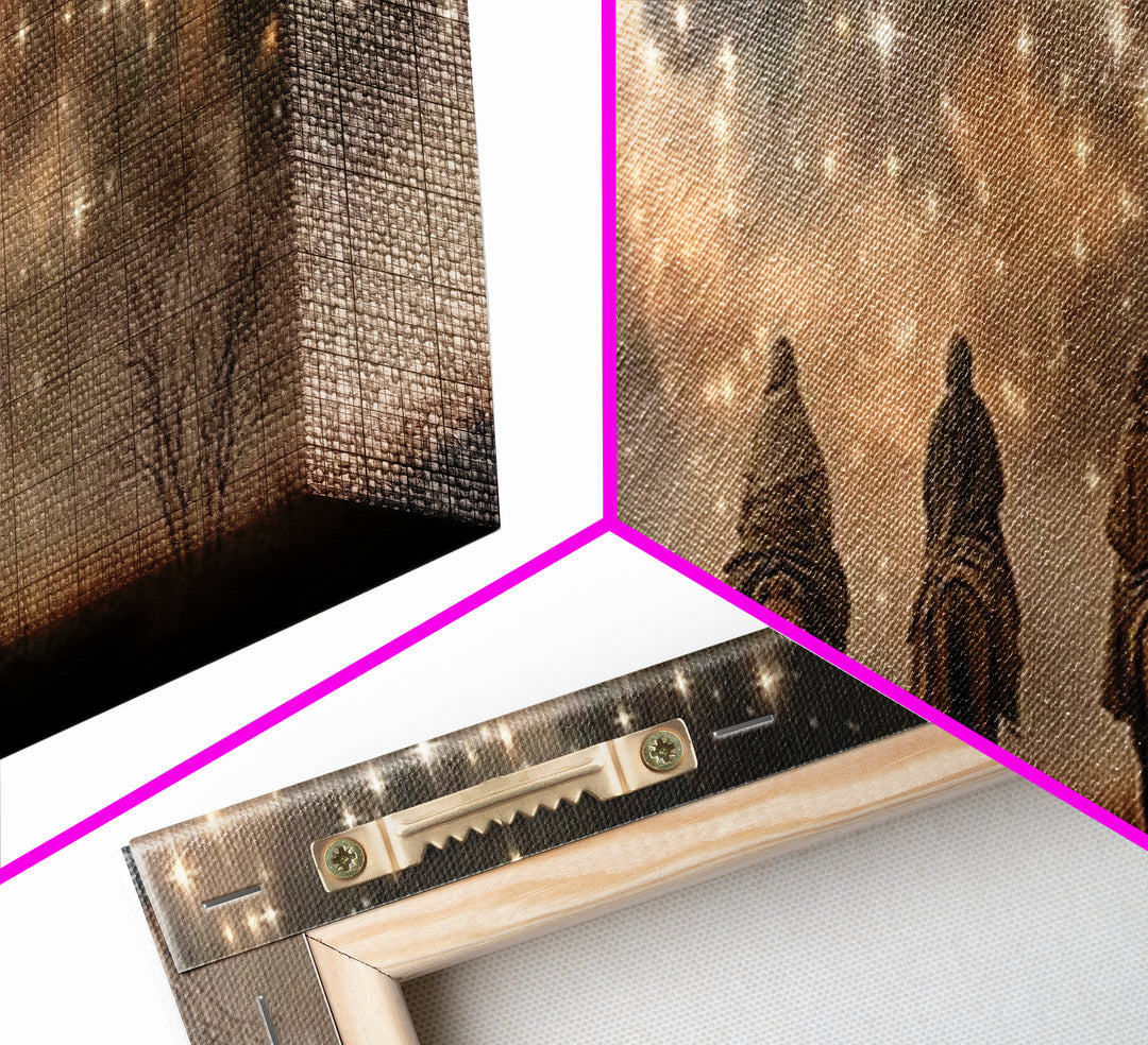 Celestial Heralds, Framed Canvas Print, Panoramic Wall Art, Christian Art Canvas, Christmas Art Work, Christian Painting, Christian Decorat