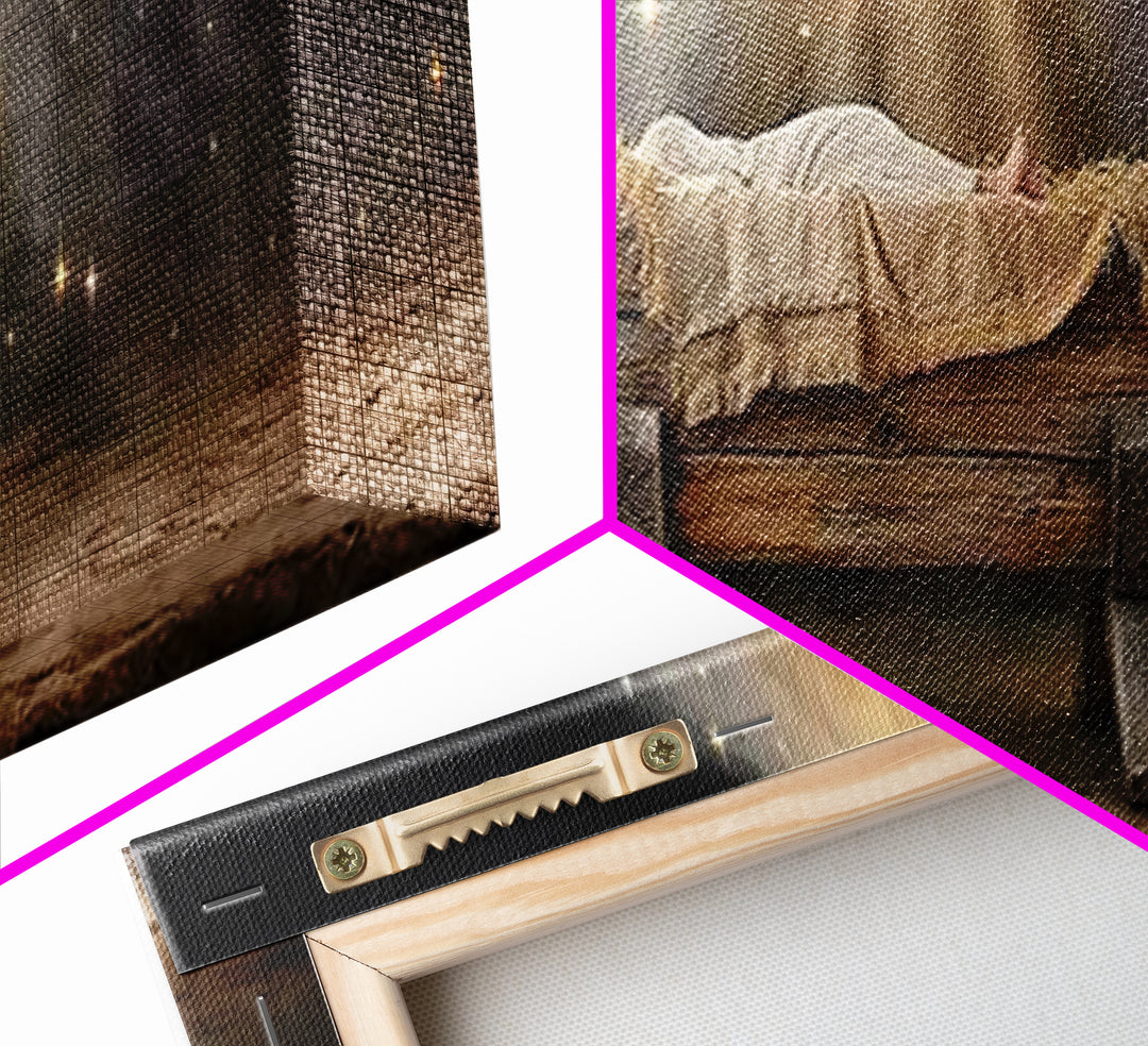 Silent Night Shelter, Framed Canvas Print, Christian Art Canvas, Panoramic Print, Christmas Art, Christian Wall Art
