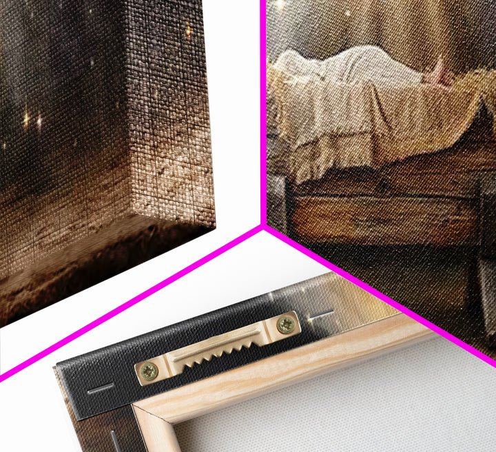 Silent Night Shelter, Framed Canvas Print, Christian Art Canvas, Panoramic Print, Christmas Art, Christian Wall Art
