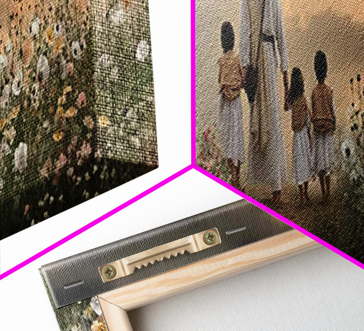 Children Of His Path, Framed Canvas Print, Panoramic Wall Art, Christian Art Canvas, Jesus Painting, Christian Decor For Home