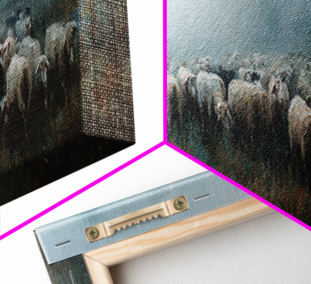 Morning Flock Grace – Framed Canvas Print – Christian Wall Art – Christian Art Canvas – Pastoral Scenery – Panoramic Art – Christian Gift I