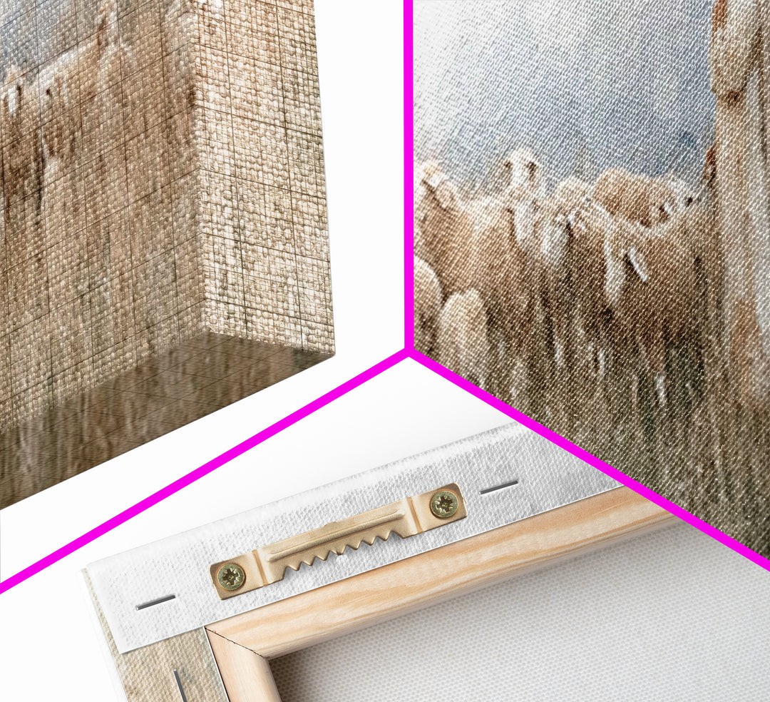Gentle Shepherd Light | Framed Canvas Print | Panoramic Art | Christian Wall Art | Jesus Painting | Christmas Art