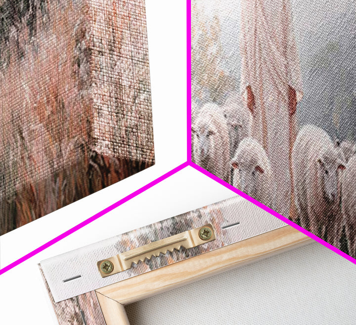 Everlasting Pasture, Framed Canvas Print, Panoramic Wall Art, Christian Art Canvas, Jesus Painting, Christmas Art