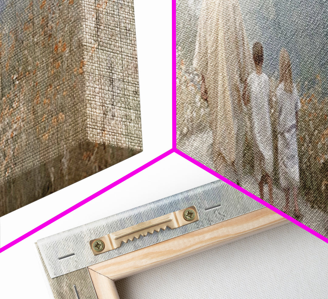 Quiet Meadow Journey, Framed Canvas Print, Panoramic Wall Art, Christian Art Print, Jesus Painting, Christian Art