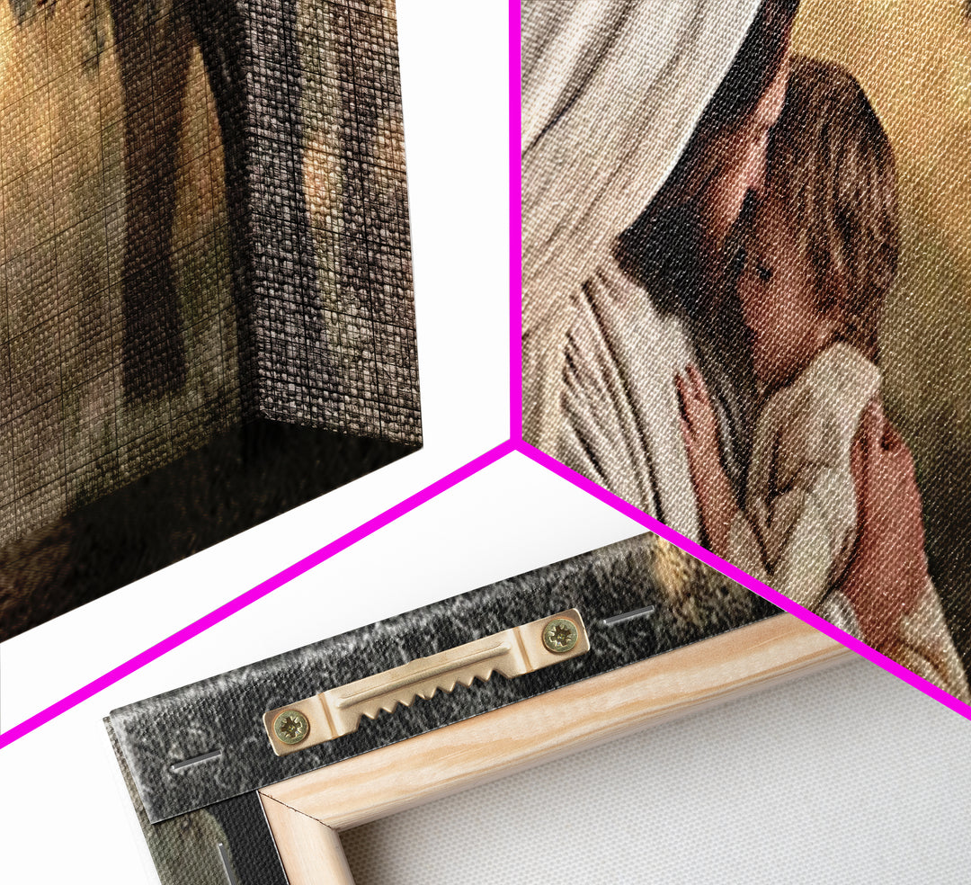 Garden Of Peace, Framed Canvas Print, Christian Wall Art, Jesus Painting, Panoramic Art, Christian Christmas Art, Christian Art Canvas