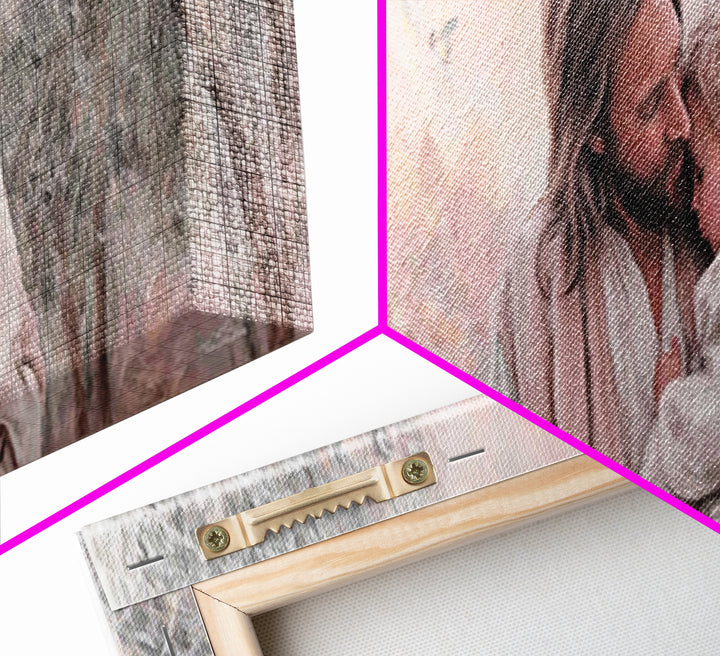 Tender Shepherd | Framed Canvas Print | Christian Art Canvas | Jesus Painting | Panoramic Wall Art | Christian Decor | Christian Art