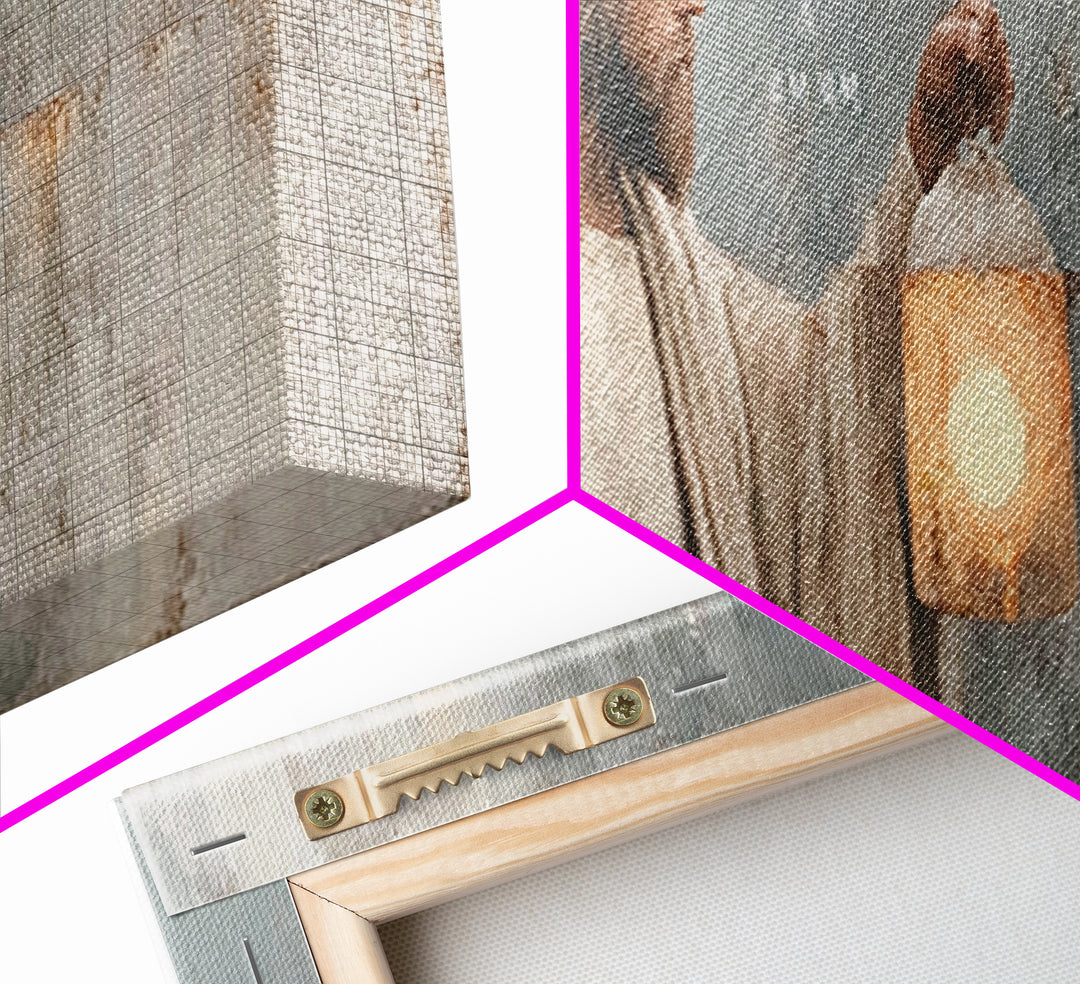 Guiding Lantern Light – Framed Canvas Print – Panoramic Art – Christian Wall Art – Jesus Painting – Christian Art Canvas – Christian Decor