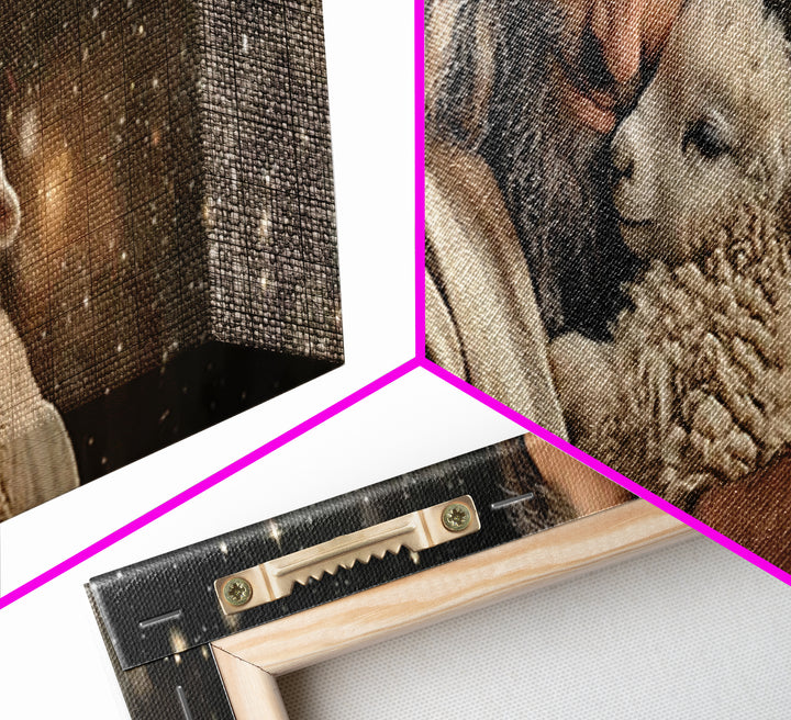 Heavenly Shepherd | Framed Canvas Print | Panoramic Art | Jesus Painting | Christian Art Canvas | Christian Wall Art | Christian Christmas