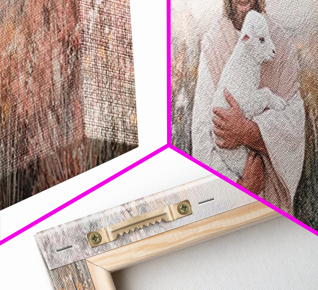 Compassionate Shepherd, Framed Canvas Print, Panoramic Print, Jesus Canvas Art, Christian Wall Art, Christmas Art Prints, Modern Christian