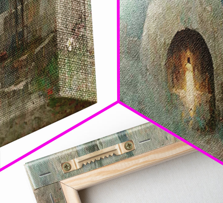 Silent Tombstone Glow, Framed Canvas Print, Panoramic Frame, Christian Art Canvas, Christian Painting, Jesus Wall Art, Christian Christmas