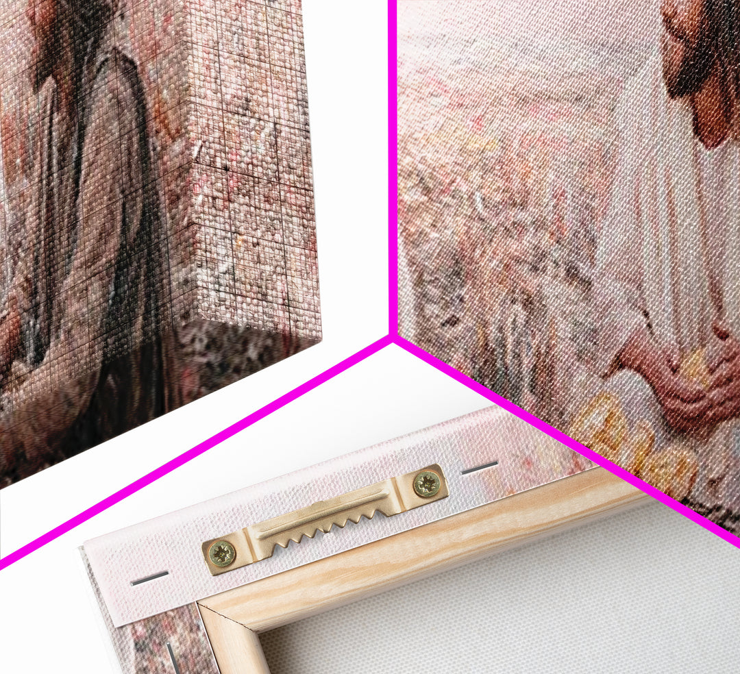 Humble Gathering Grace – Framed Canvas Print – Jesus Painting – Christian Art Canvas – Panoramic Art – Christian Decor – Christian Wall Art
