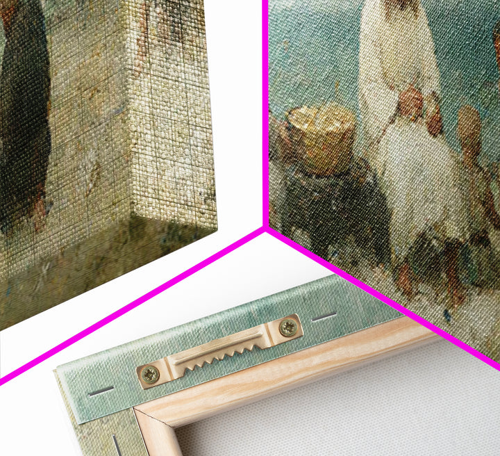 Lakeside Bread Sharing, Framed Canvas Print, Christian Art Canvas, Panoramic Wall Art, Christian Decor, Jesus Painting, Christian Wall Art