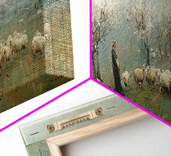 Spring Pasture Peace – Framed Canvas Print – Christian Wall Art – Panoramic Art – Christian Art Canvas – Jesus Painting – Christian Decor