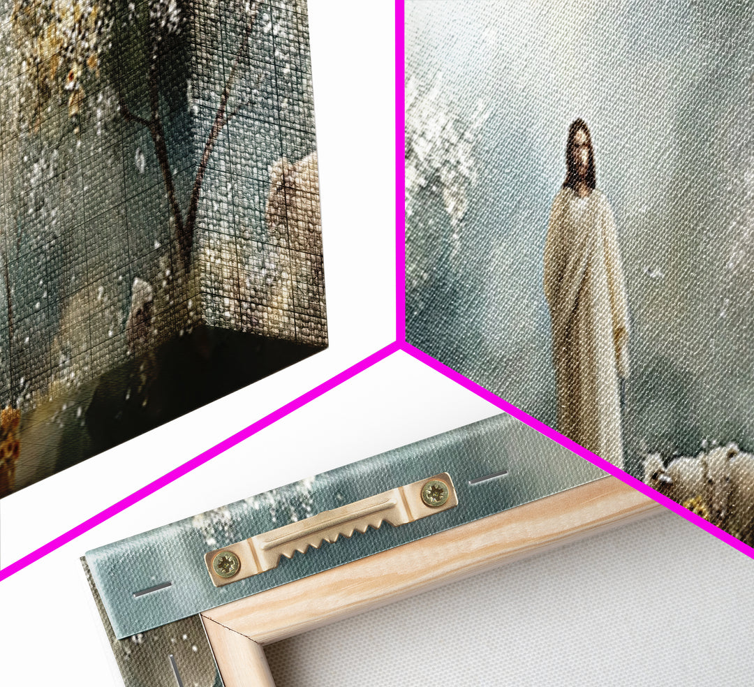 Heavenly Pasture Bloom – Framed Canvas Print – Panoramic Art – Christian Wall Art – Christian Art Canvas – Jesus Painting – Christian Gift