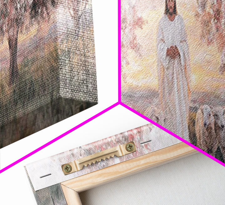Sunrise Shepherd Calm | Framed Canvas Print | Panoramic Wall Art | Christian Art Canvas | Jesus Painting | Christian Art | Christian Gift