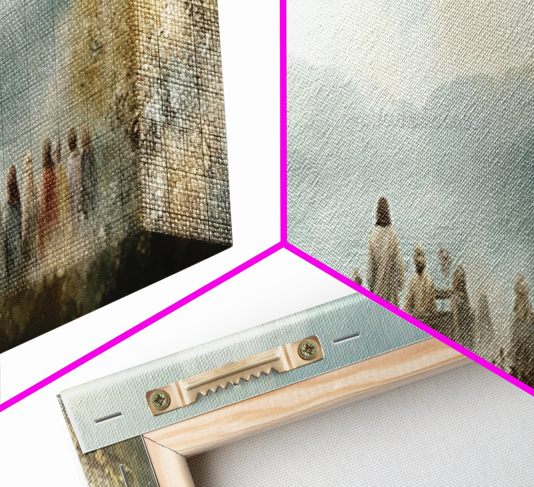 Sacred Shore Harmony | Framed Canvas Print | Christian Art Canvas | Panoramic Frame | Jesus Painting | Christian Decor | Christmas Wall Art