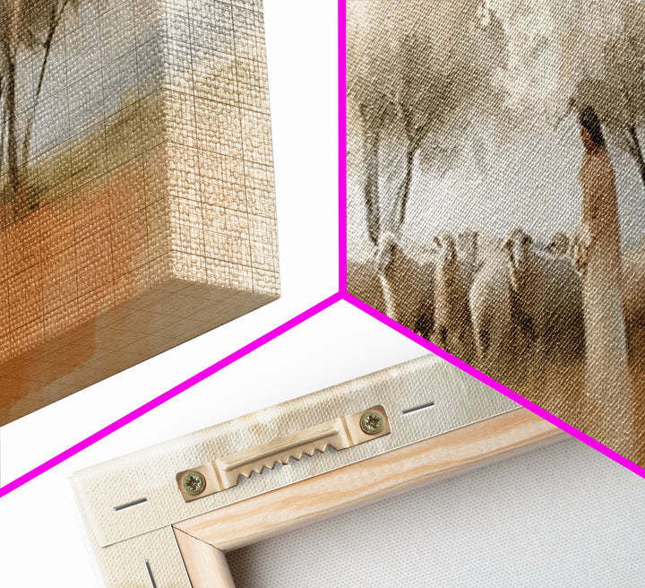 Spring Pasture Grace – Framed Canvas Print – Panoramic Print – Christian Art – Jesus Painting – Christian Gift Ideas – Christian Wall Art