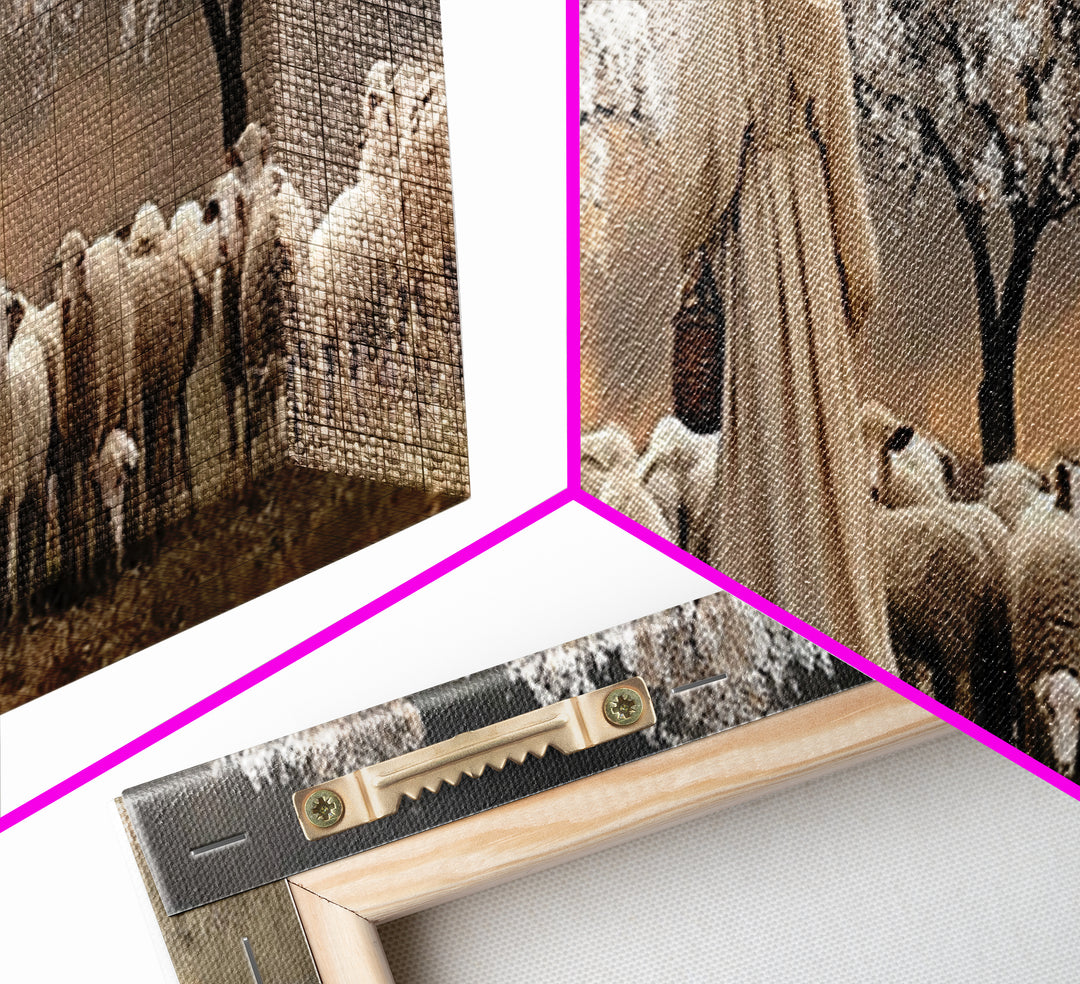 Twilight Shepherd Path – Framed Canvas Print – Panoramic Wall Art – Jesus Art Print – Christian Art Canvas – Christian Decor – Modern Chris