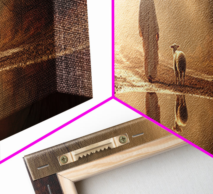 Golden Hour Shepherd, Framed Canvas Print, Christian Art Canvas, Panoramic Wall Art, Jesus Painting, Christian Christmas Art, Christian Gif