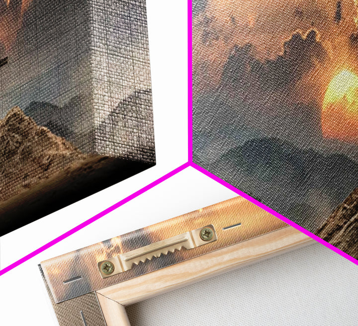Desert Cross Dawn, Framed Canvas Print, Panoramic Wall Art, Christian Art Canvas, Christian Art Print, Modern Christian Art, Christian Deco