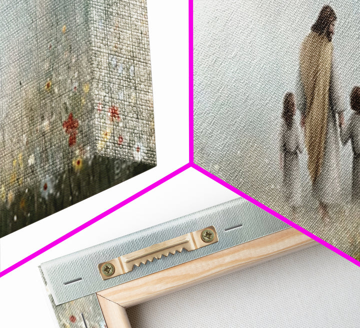Gentle Lamb Path | Framed Canvas Print | Christian Wall Art | Panoramic Art | Christian Art Canvas | Jesus Painting