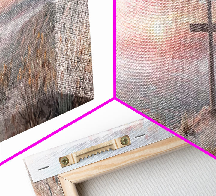 Sunrise At Calvary – Framed Canvas Print – Panoramic Painting – Christian Art Canvas – Christian Wall Art – Christian Gift Ideas – Modern C