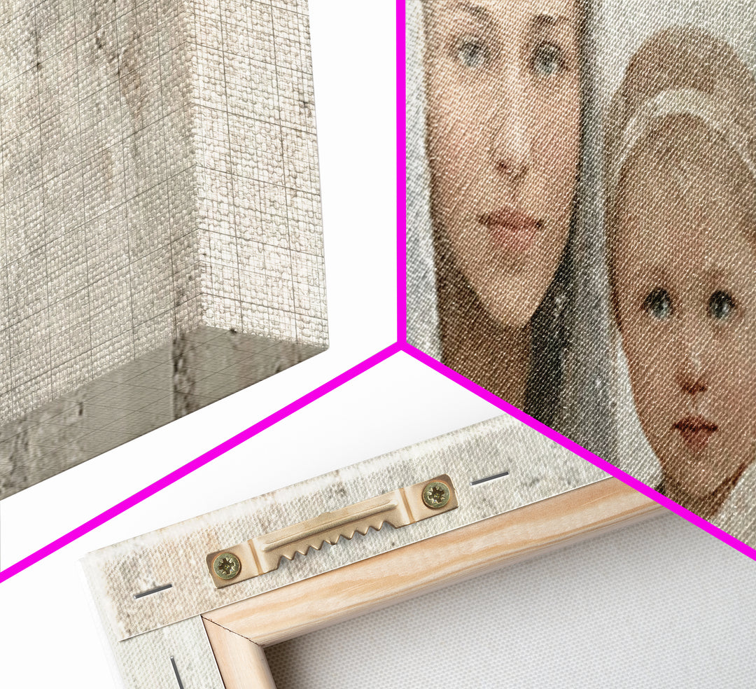 Sacred Tenderness - Framed Canvas Print - Panoramic Wall Art - Mary And Jesus Painting - Christian Art Canvas - Christian Wall Art - Christ