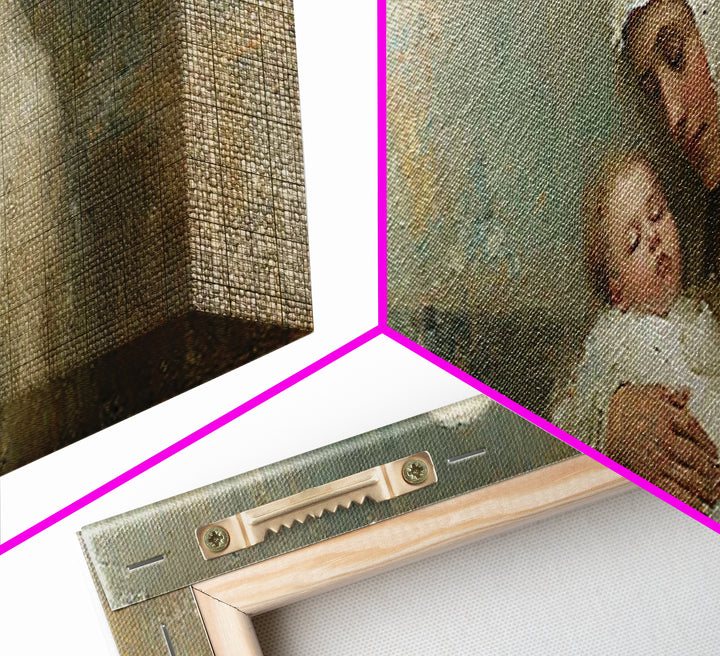 Silent Mercy Embrace - Framed Canvas Print - Panoramic Painting - Christian Wall Art - Mary And Jesus Painting - Christian Art Canvas - Chr