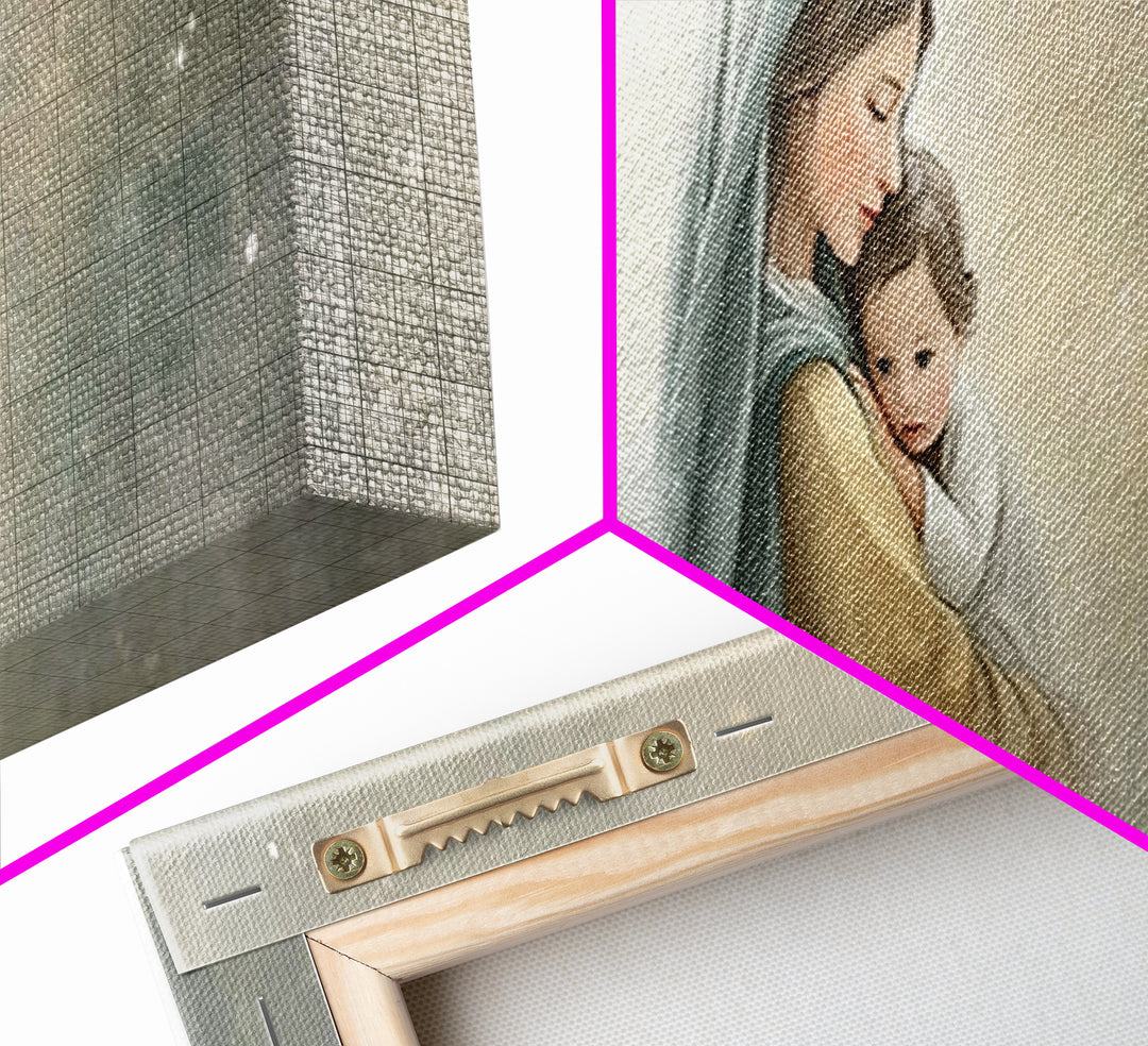Starborn Grace Light, Framed Canvas Print, Panoramic Art, Christian Wall Art, Mary And Jesus Painting, Christian Art Canvas, Christmas Art