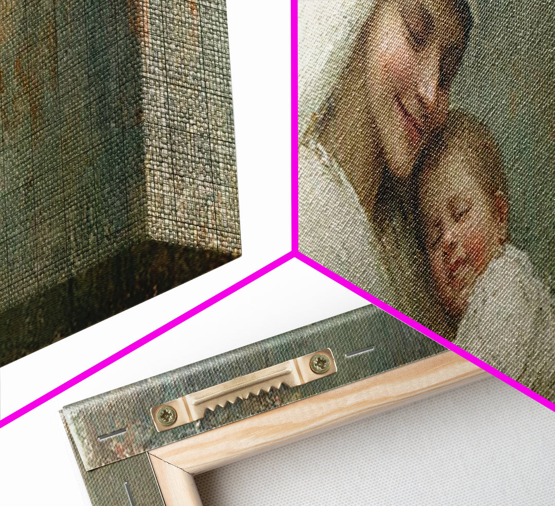 Holy Tender Joy, Framed Canvas Print, Panoramic Wall Art, Christian Art Canvas, Mary And Jesus Painting, Christmas Art, Christian Wall Art