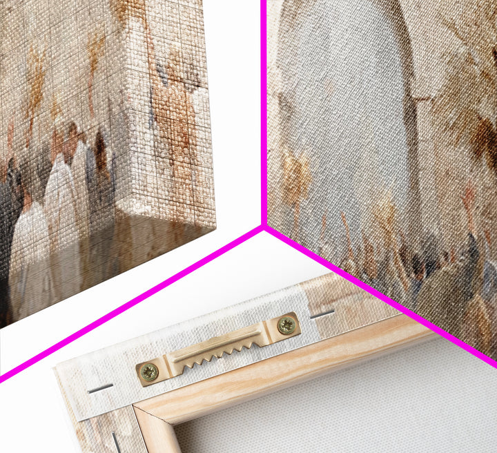 Jerusalem Sunrise Entry | Framed Canvas Print | Panoramic Painting | Christian Wall Art | Christmas Art Work | Christian Art Canvas | Jesus
